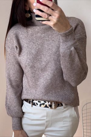 Pull moka côtelé