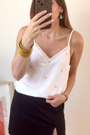 Débardeur Coeurs brodés S