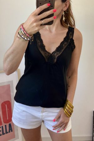 Débardeur dentelle satiné