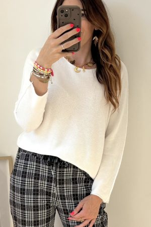 Pull col rond blanc